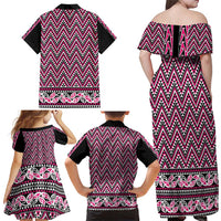 New Zealand Maori Niho Taniwha Family Matching Off Shoulder Maxi Dress and Hawaiian Shirt Mawhero Mangopare and Puhoro Pattern
