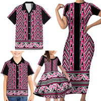 New Zealand Maori Niho Taniwha Family Matching Short Sleeve Bodycon Dress and Hawaiian Shirt Mawhero Mangopare and Puhoro Pattern LT9 - Polynesian Pride