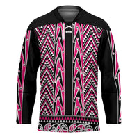 New Zealand Maori Niho Taniwha Hockey Jersey Mawhero Mangopare and Puhoro Pattern LT9 Unisex Pink - Polynesian Pride