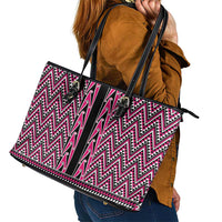 New Zealand Maori Niho Taniwha Leather Tote Bag Mawhero Mangopare and Puhoro Pattern
