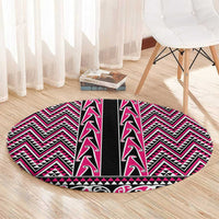 New Zealand Maori Niho Taniwha Round Carpet Mawhero Mangopare and Puhoro Pattern