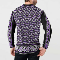 New Zealand Maori Niho Taniwha Button Sweatshirt Waiporopo Mangopare and Puhoro Pattern