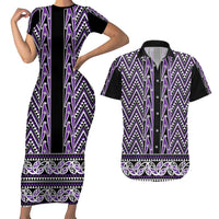 New Zealand Maori Niho Taniwha Couples Matching Short Sleeve Bodycon Dress and Hawaiian Shirt Waiporopo Mangopare and Puhoro Pattern