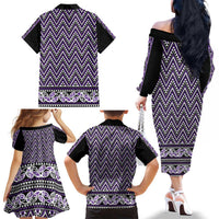 New Zealand Maori Niho Taniwha Family Matching Off The Shoulder Long Sleeve Dress and Hawaiian Shirt Waiporopo Mangopare and Puhoro Pattern LT9 - Polynesian Pride