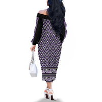 New Zealand Maori Niho Taniwha Family Matching Off The Shoulder Long Sleeve Dress and Hawaiian Shirt Waiporopo Mangopare and Puhoro Pattern LT9 - Polynesian Pride