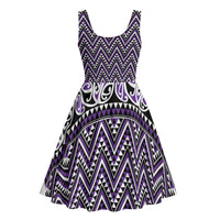 New Zealand Maori Niho Taniwha Midi Dress Waiporopo Mangopare and Puhoro Pattern LT9 - Polynesian Pride