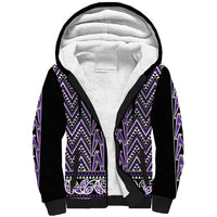 New Zealand Maori Niho Taniwha Sherpa Hoodie Waiporopo Mangopare and Puhoro Pattern