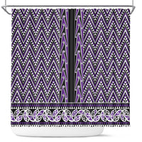 New Zealand Maori Niho Taniwha Shower Curtain Waiporopo Mangopare and Puhoro Pattern LT9 Purple - Polynesian Pride