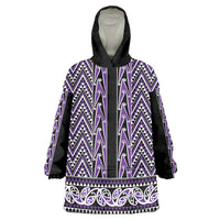 New Zealand Maori Niho Taniwha Wearable Blanket Hoodie Waiporopo Mangopare and Puhoro Pattern LT9 One Size Purple - Polynesian Pride