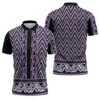 New Zealand Maori Niho Taniwha Zipper Polo Shirt Waiporopo Mangopare and Puhoro Pattern LT9 - Polynesian Pride