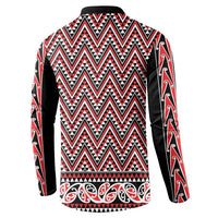 New Zealand Maori Niho Taniwha Button Sweatshirt Whero Mangopare and Puhoro Pattern