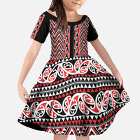 New Zealand Maori Niho Taniwha Family Matching Off Shoulder Maxi Dress and Hawaiian Shirt Whero Mangopare and Puhoro Pattern