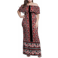 New Zealand Maori Niho Taniwha Family Matching Off Shoulder Maxi Dress and Hawaiian Shirt Whero Mangopare and Puhoro Pattern