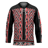 New Zealand Maori Niho Taniwha Hockey Jersey Whero Mangopare and Puhoro Pattern - Polynesian Pride