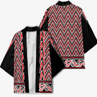 New Zealand Maori Niho Taniwha Kimono Whero Mangopare and Puhoro Pattern - Polynesian Pride