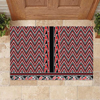 New Zealand Maori Niho Taniwha Rubber Doormat Whero Mangopare and Puhoro Pattern