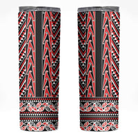 New Zealand Maori Niho Taniwha Skinny Tumbler Whero Mangopare and Puhoro Pattern LT9 Red - Polynesian Pride