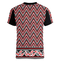 New Zealand Maori Niho Taniwha Women V-Neck T-Shirt Whero Mangopare and Puhoro Pattern