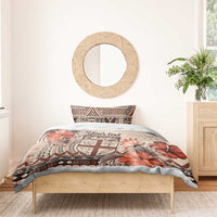 Vintage Bula Fiji Personalised Bedding Set Beige Hibiscus Tapa Pattern