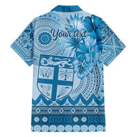 Vintage Bula Fiji Personalised Family Matching Tank Maxi Dress and Hawaiian Shirt Blue Hibiscus Tapa Pattern LT9 - Polynesian Pride