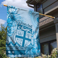 Vintage Bula Fiji Personalised Garden Flag Blue Hibiscus Tapa Pattern LT9