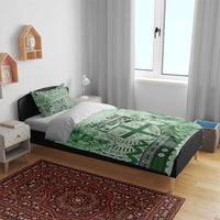 Vintage Bula Fiji Personalised Bedding Set Green Hibiscus Tapa Pattern LT9