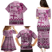 Vintage Bula Fiji Personalised Family Matching Puletasi and Hawaiian Shirt Pink Hibiscus Tapa Pattern LT9 - Polynesian Pride