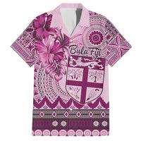 Vintage Bula Fiji Personalised Family Matching Summer Maxi Dress and Hawaiian Shirt Pink Hibiscus Tapa Pattern LT9 Dad's Shirt - Short Sleeve Pink - Polynesian Pride