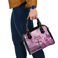 Vintage Bula Fiji Personalised Shoulder Handbag Pink Hibiscus Tapa Pattern LT9