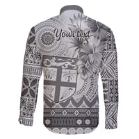 Vintage Bula Fiji Personalised Family Matching Off The Shoulder Long Sleeve Dress and Hawaiian Shirt Beige Hibiscus Tapa Pattern LT9 - Polynesian Pride