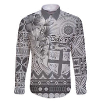 Vintage Bula Fiji Personalised Family Matching Short Sleeve Bodycon Dress and Hawaiian Shirt Beige Hibiscus Tapa Pattern LT9 Dad's Shirt - Long Sleeve White - Polynesian Pride