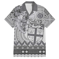 Vintage Bula Fiji Personalised Family Matching Tank Maxi Dress and Hawaiian Shirt Beige Hibiscus Tapa Pattern LT9 Dad's Shirt - Short Sleeve White - Polynesian Pride