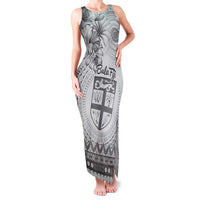 Vintage Bula Fiji Personalised Family Matching Tank Maxi Dress and Hawaiian Shirt Beige Hibiscus Tapa Pattern LT9 Mom's Dress White - Polynesian Pride