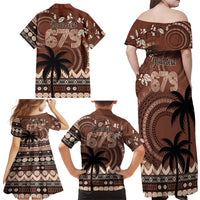 Personalised Bula Fiji 679 Family Matching Off Shoulder Maxi Dress and Hawaiian Shirt Fijian Tagimoucia Masi Tapa Art LT9 - Polynesian Pride