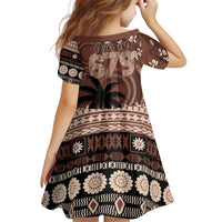 Personalised Bula Fiji 679 Family Matching Off Shoulder Short Dress and Hawaiian Shirt Fijian Tagimoucia Masi Tapa Art LT9 - Polynesian Pride