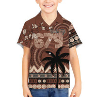 Personalised Bula Fiji 679 Family Matching Summer Maxi Dress and Hawaiian Shirt Fijian Tagimoucia Masi Tapa Art LT9 Son's Shirt Brown - Polynesian Pride