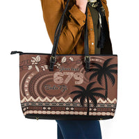 Personalised Bula Fiji 679 Leather Tote Bag Fijian Tagimoucia Masi Tapa Art LT9 - Polynesian Pride