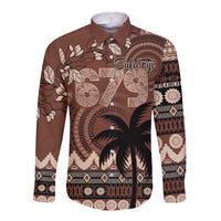 Personalised Bula Fiji 679 Long Sleeve Button Shirt Fijian Tagimoucia Masi Tapa Art LT9 Unisex Brown - Polynesian Pride
