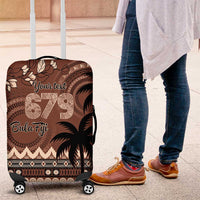 Personalised Bula Fiji 679 Luggage Cover Fijian Tagimoucia Masi Tapa Art LT9 Brown - Polynesian Pride