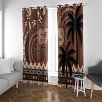 Personalised Bula Fiji 679 Window Curtain Fijian Tagimoucia Masi Tapa Art LT9 With Grommets Brown - Polynesian Pride