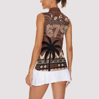 Personalised Bula Fiji 679 Women Sleeveless Polo Shirt Fijian Tagimoucia Masi Tapa Art LT9 - Polynesian Pride
