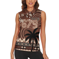 Personalised Bula Fiji 679 Women Sleeveless Polo Shirt Fijian Tagimoucia Masi Tapa Art LT9 - Polynesian Pride