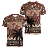 Personalised Bula Fiji 679 Women V-Neck T-Shirt Fijian Tagimoucia Masi Tapa Art LT9 - Polynesian Pride
