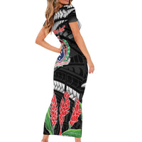 Personalised Samoa 685 Family Matching Short Sleeve Bodycon Dress and Hawaiian Shirt Teuila Flower With Black Samoan Tattoo LT9 - Polynesian Pride