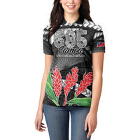 Personalised Samoa 685 Women Polo Shirt Teuila Flower With Black Samoan Tattoo