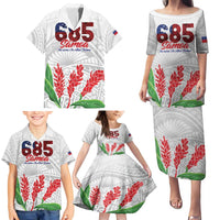Personalised Samoa 685 Family Matching Puletasi and Hawaiian Shirt Teuila Flower With White Samoan Tattoo LT9 - Polynesian Pride