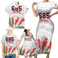 Personalised Samoa 685 Family Matching Short Sleeve Bodycon Dress and Hawaiian Shirt Teuila Flower With White Samoan Tattoo LT9 - Polynesian Pride