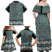 New Zealand Maori Niho Taniwha Family Matching Off Shoulder Maxi Dress and Hawaiian Shirt Papua Shell - Mangopare Puhoro Pattern
