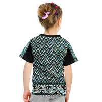 New Zealand Maori Niho Taniwha Kid T Shirt Papua Shell - Mangopare Puhoro Pattern