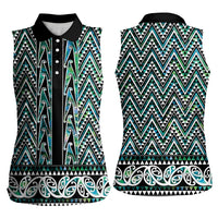 New Zealand Maori Niho Taniwha Women Sleeveless Polo Shirt Papua Shell - Mangopare Puhoro Pattern